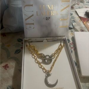 Luxe Layers Gold and Silver Crescent Necklace